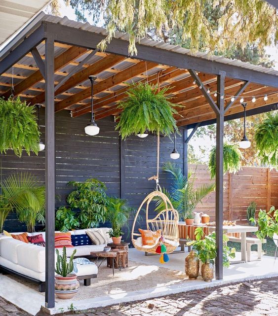 back-porch-design-ideas-bohemian-bamboo-swing