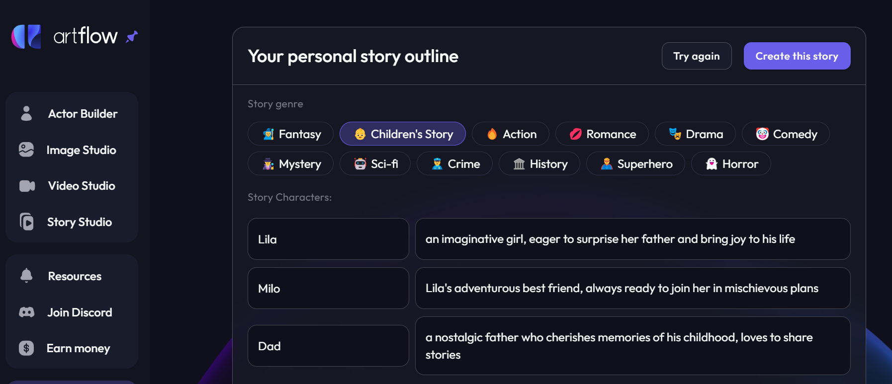 artflow-writing-story-tool
