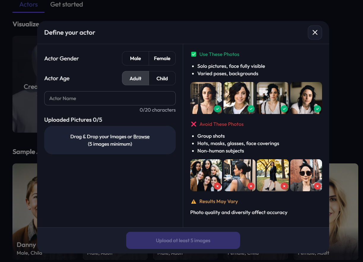 define-your-actor-in-artflowai-tool