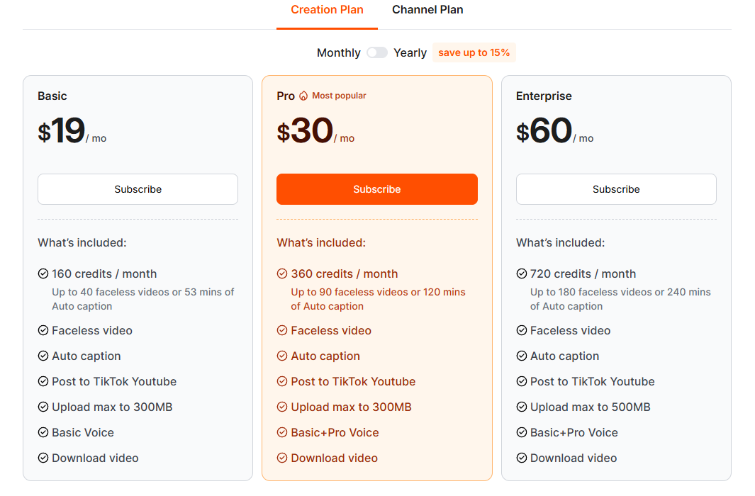 short-ai-plans-pricing
